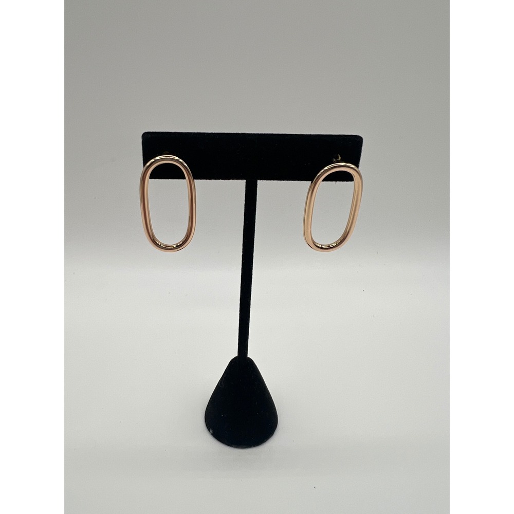 Unbranded Rose Gold Tone Oval Hoop Stud Earrings Minimalist Modern Statement